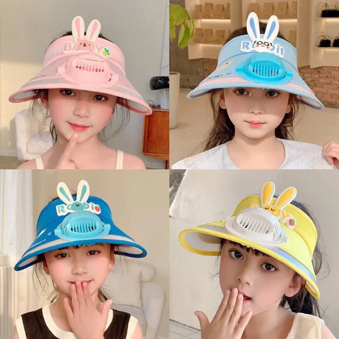 Stay Cool and Stylish with our Animal-Themed Summer Sun Visor Cap: Adjustable Strap and Built-in Fan - Kidspark